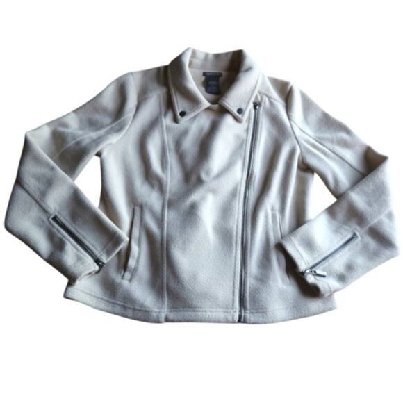 Matty M Jackets & Blazers - Matty M Soft Moto Jacket Cream Beige Zip Front Size L Minimalist Clean Girl EUC